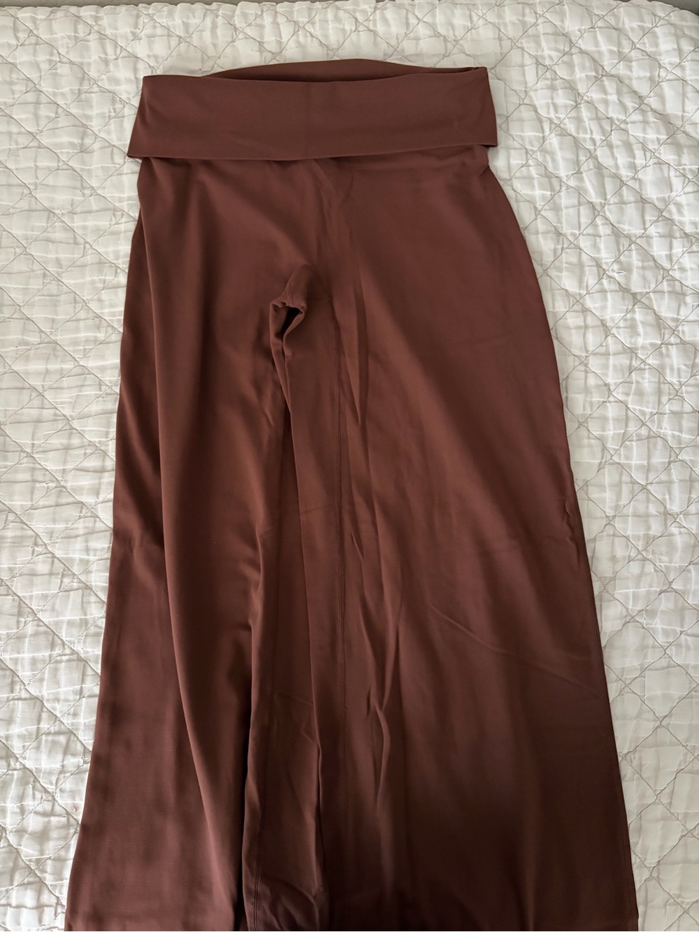 Oner Active Espresso Brown Foldover Straight Leg Pants M-Short